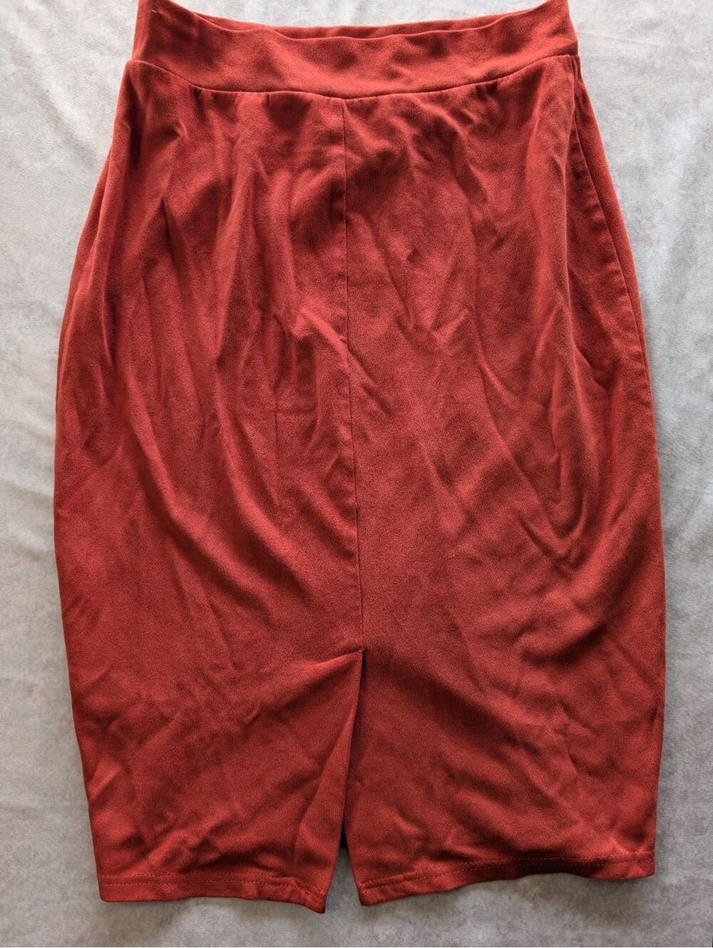 Terracotta Faux Suede Pencil Skirt - Picture 2 of 5